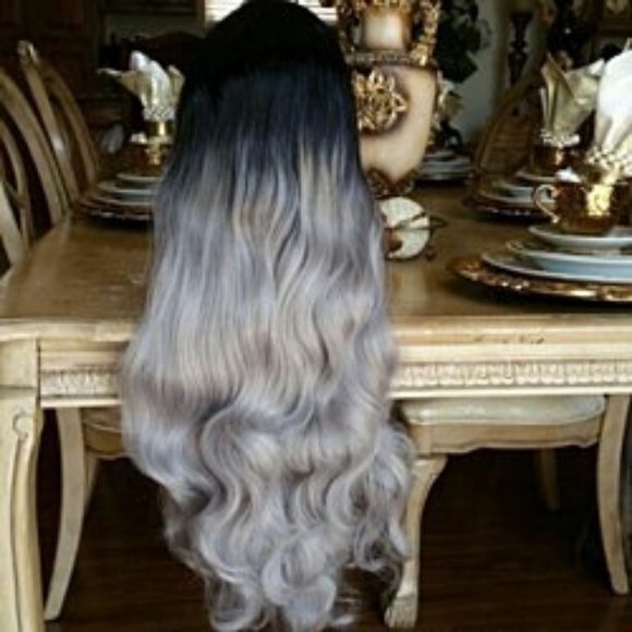 Ombre Black Gray Bodywave Lace Front Wig!!